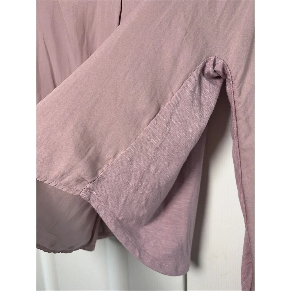 Dolan Left Coast Collection V-Neck Blouse Womens Size Medium Pink Slub Boho Chic